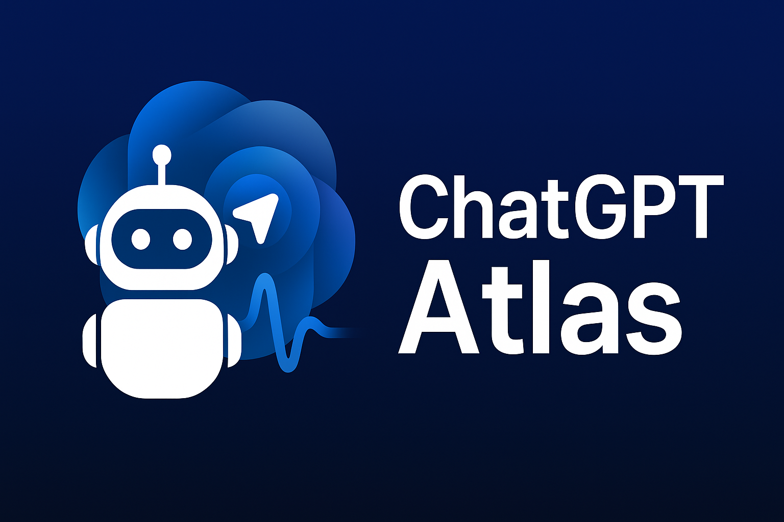 Visualisierung von ChatGPT Atlas – der neue KI-Browser von OpenAI mit Bot-Icon und modernem blauen Designsymbol, das die Integration von künstlicher Intelligenz in das Web repräsentiert.