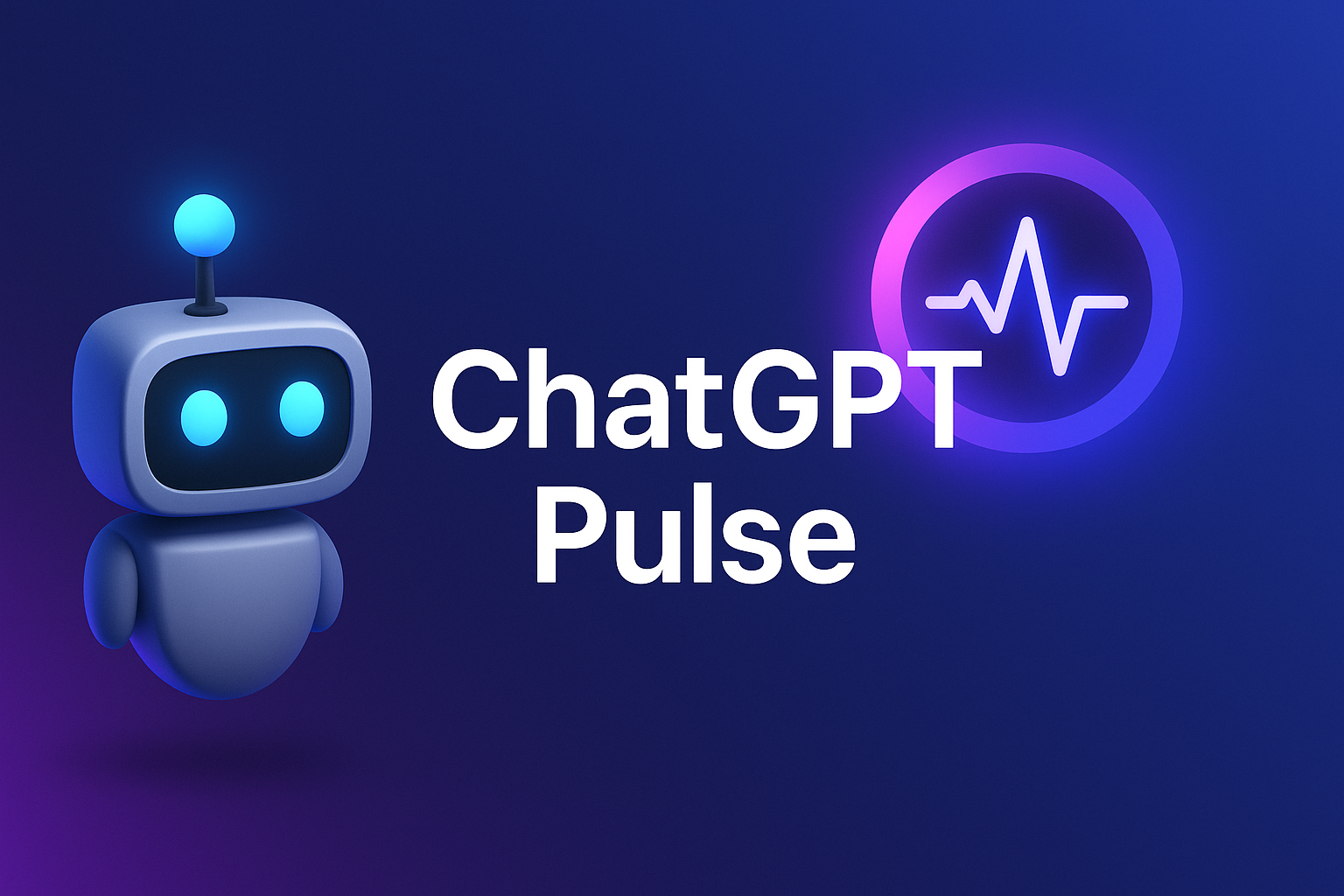 Visualisierung von ChatGPT Pulse – der proaktive KI-Agent für Unternehmer, dargestellt mit modernem Bot-Icon und dynamischem Puls-Symbol.